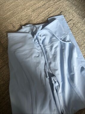 Year of Ours Light Blue Lace-Up High Waist Leggings